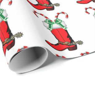 Papel De Regalo Bota de vaquero occidental del navidad con los