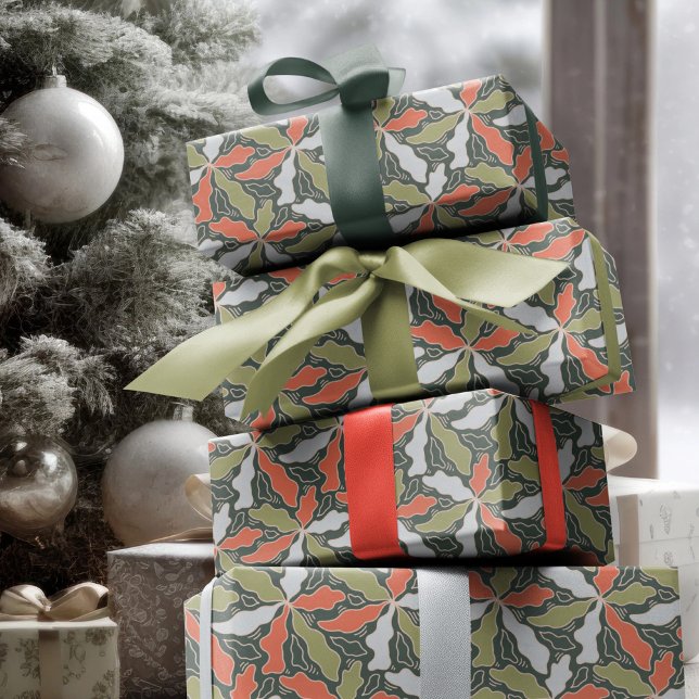 Papel De Regalo Botánico abstracto colorido (Colorful Abstract Botanical Wrapping Paper by Ricaso - a stunning modern holiday gift wrap )