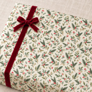 Papel De Regalo Botánico Acuarela Navideño Elegante