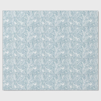 Papel de regalo botánico azul suave | Mano elegant