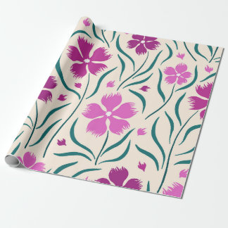 Papel De Regalo Botánico caprichoso de clavel rosa dibujado a mano