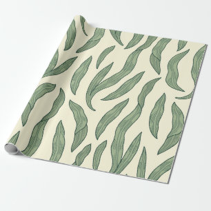 Papel De Regalo Botánico de algas marinas verde salvia minimalista