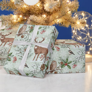 Papel De Regalo botánico de bosque de Navidad