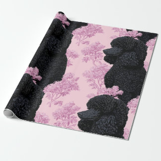 Papel de regalo botánico de caniche negro elegante