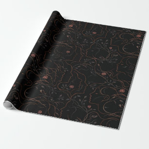 Papel de regalo botánico de caras abstractas