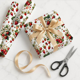 Papel de regalo botánico de fresa