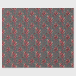 Papel de regalo botánico de granada y olivo