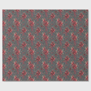 Papel de regalo botánico de granada y olivo