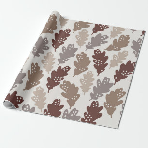 Papel De Regalo Botánico de hoja de roble terrosa minimalista dibu