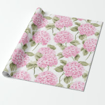 Papel de Regalo Botánico de Hortensia Rosa