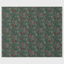 Papel de regalo botánico de invierno vintage