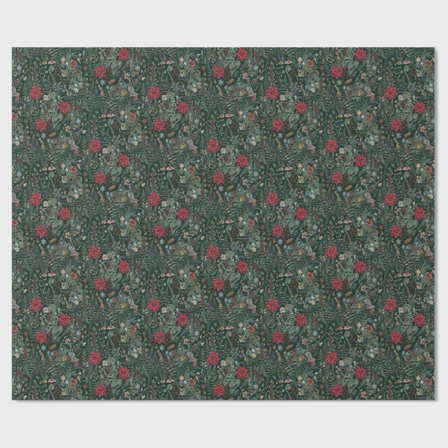 Papel de regalo botánico de invierno vintage (Superficie plana)