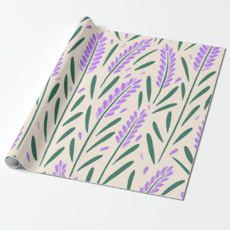 Papel De Regalo Botánico de lavanda púrpura caprichoso dibujado a 