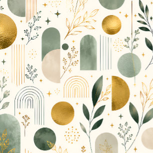 Papel de Regalo Botánico de Lujo Dorado Geométrico
