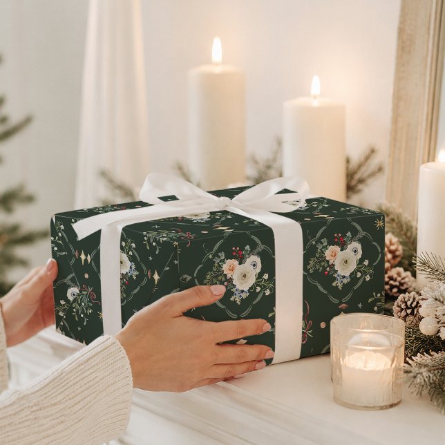 Papel de regalo botánico de Navidad elegante (Subido por el creador)