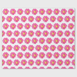 Papel de regalo botánico de peonía rosa en rollo