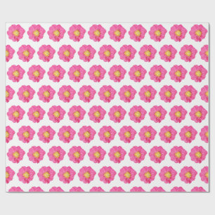 Papel de regalo botánico de peonía rosa en rollo