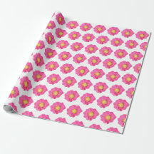 Papel de regalo botánico de peonía rosa en rollo