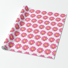 Papel de regalo botánico de peonía rosa en rollo