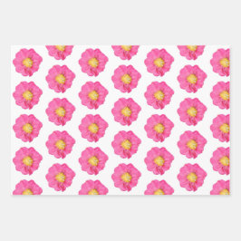 Papel de regalo botánico de peonía rosa hoja plana