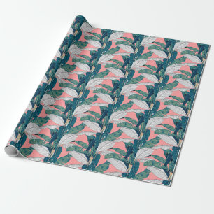 Papel De Regalo Botánico de plátano: Brillante Red Seamless