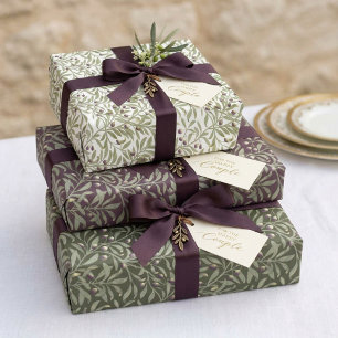 Papel de regalo botánico de rama de olivo acuarela
