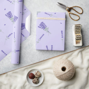 Papel De Regalo Botánico floral de flor silvestre púrpura lavanda