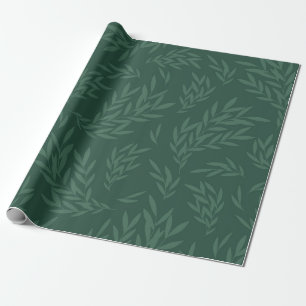 Papel De Regalo Botánico Minimalista de Rama de Sauce Verde Esmera