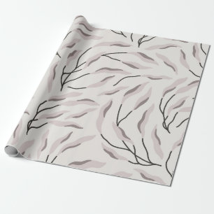 Papel De Regalo Botánico Minimalista de Sauce Hoja Lavanda Rubor