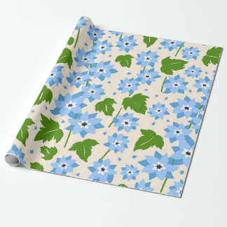 Papel De Regalo Botánico Olvidame-No Azul Dibujado a Mano Capricho