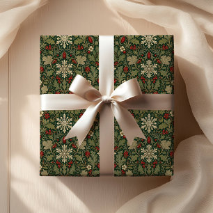 Papel De Regalo Botánico oscuro victoriano rojo William Morris