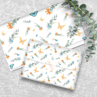 Papel de regalo botánico Safari | Naranja Azul