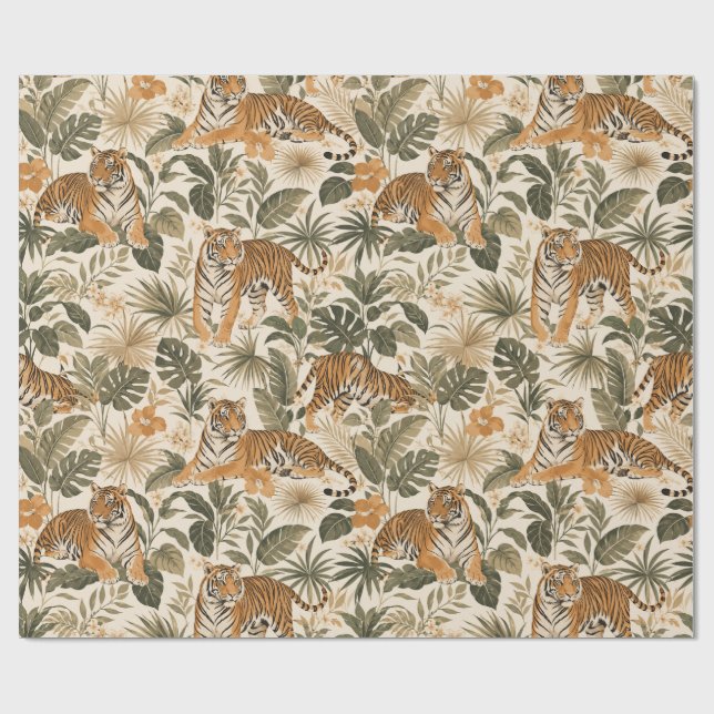 Papel de regalo botánico Tropical Tiger (Superficie plana)