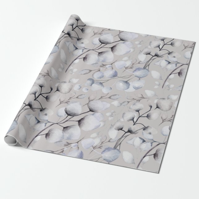 Papel De Regalo Botánicos de invierno de acuarela (Desenrollado)