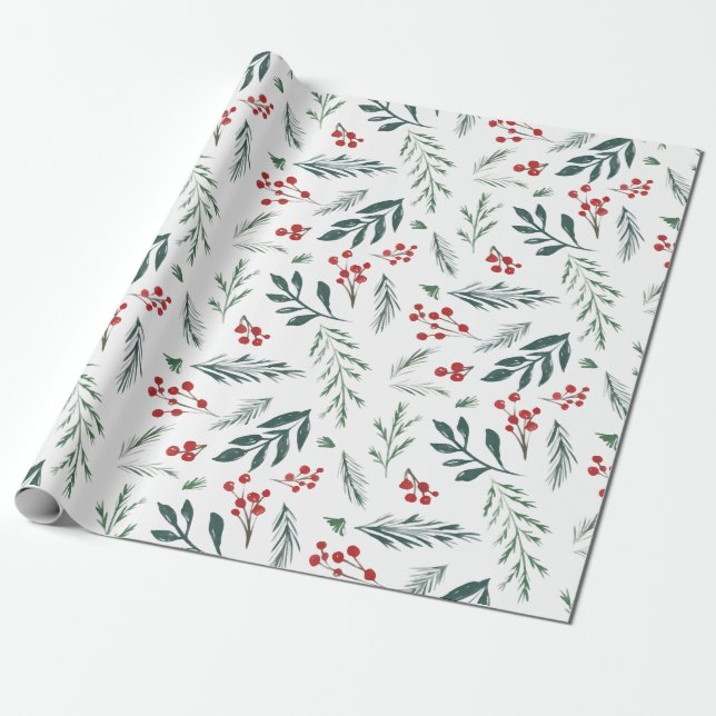Papel De Regalo Botánicos de invierno Elegante vacaciones (Desenrollado)