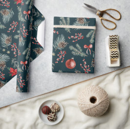 Papel De Regalo Botánicos de Invierno Lazo Coquette | Navidad