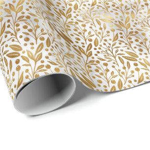 Papel De Regalo Botánicos de lámina falsos elegantes Navidad