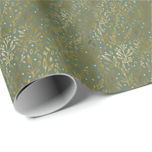 Papel De Regalo Botánicos de lámina falsos elegantes Navidad