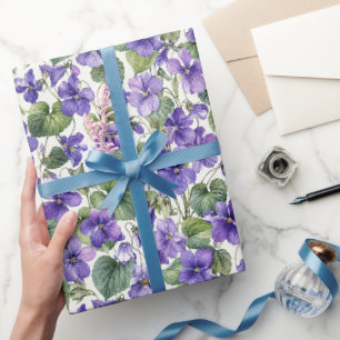 Papel De Regalo Botánicos delicados de violeta pintados a mano