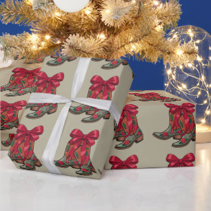 Papel De Regalo Botas Coquetas de Navidad Vaquera Occidental Navid