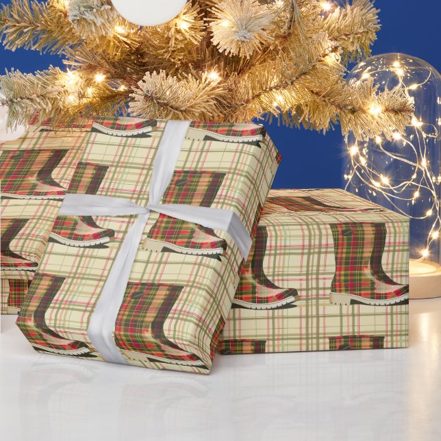 Papel De Regalo Botas de lluvia de Merry Plaid - Navidades alegres (Vacaciones)