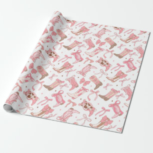 Papel De Regalo Botas de Rodeo Rosadas del Oeste con Lazos para De