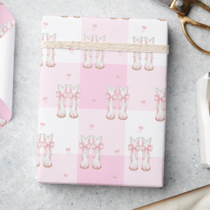 Papel De Regalo Botas de vaquera coqueta rosa y gingham