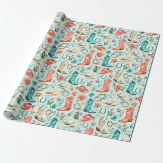 Papel De Regalo Botas de vaquera de Nashville rosa turquesa regalo