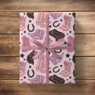 Papel De Regalo Botas de vaquera rosadas chica rodeo occidental su