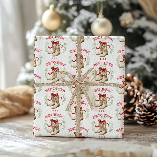 Papel De Regalo Botas de vaquero de Navidad occidental (Subido por el creador)