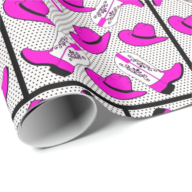 Papel De Regalo Botas de vaquero rosadas occidentales un (Esquina del rollo)