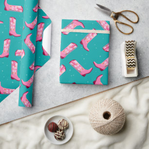 Papel De Regalo Botas de vaquero y flores
