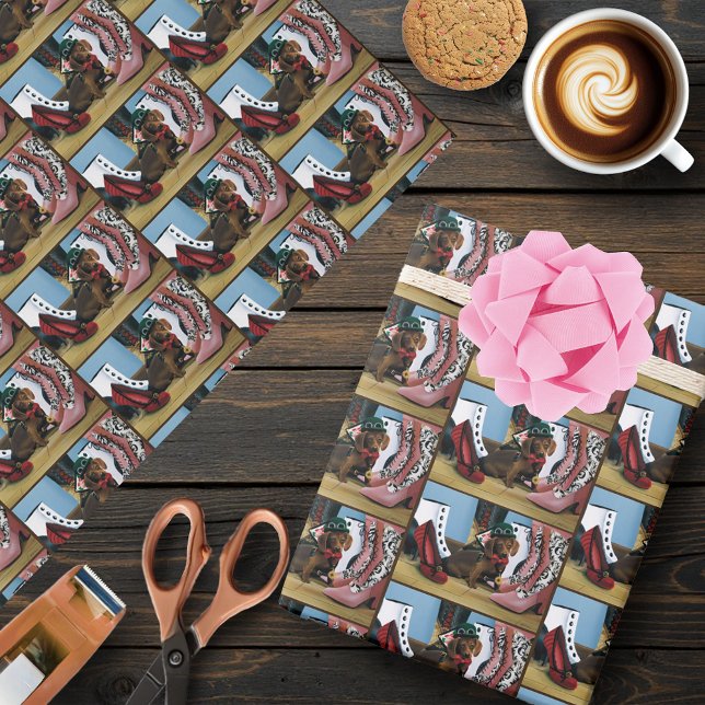 Papel De Regalo Botas Victorianas de Perro Tecno Dachshund (Subido por el creador)