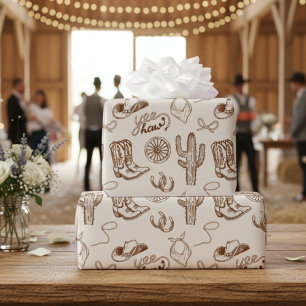 Papel De Regalo Botas y sombrero de vaquero occidental rústico pat